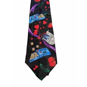 Addiction Tie Novelty Neck Tie Romance Chocolate Champagne Roses Tie 100% Silk